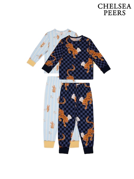 Chelsea Peers Blue Leopard Mouse Chef Print Long Pyjamas Set 2 Pack (V71335) | SGD 58