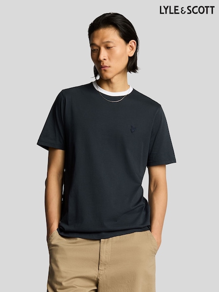 Lyle & Scott Blue Contrast Collar Superfine T-Shirt (V71461) | OMR22