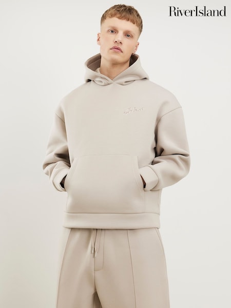 Табиғи - Regular River Island Slim Script Embroidered Hoodie