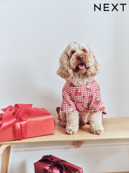 Snoopy rojo - Pijama con diseño navideño a juego para mascotas