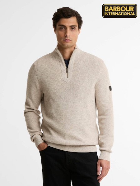 كريم - Regular Barbour International Crawley Funnel Neck Jumper
