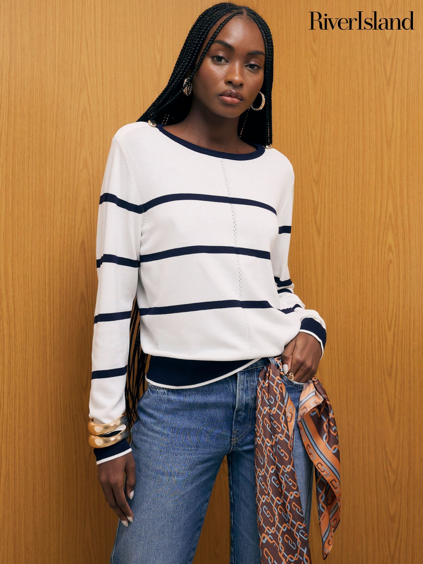 Women's T-Shirts Stripe Casual Knitted Tops | Next Oman