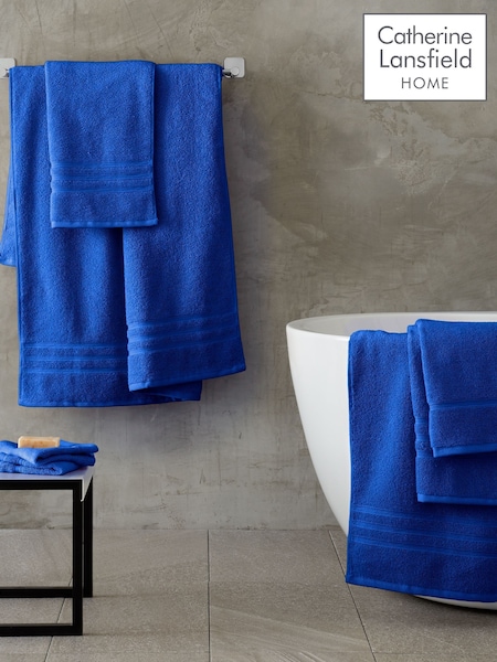 Catherine Lansfield Set of 2 Cobalt Blue 100% Cotton Bath Sheet Towels (V72102) | SGD 54
