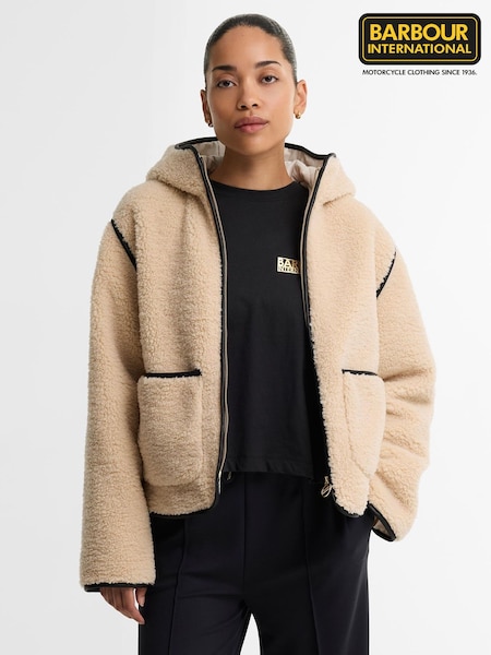 Cream - Barbour International Ramona Fleece Casual Jacket