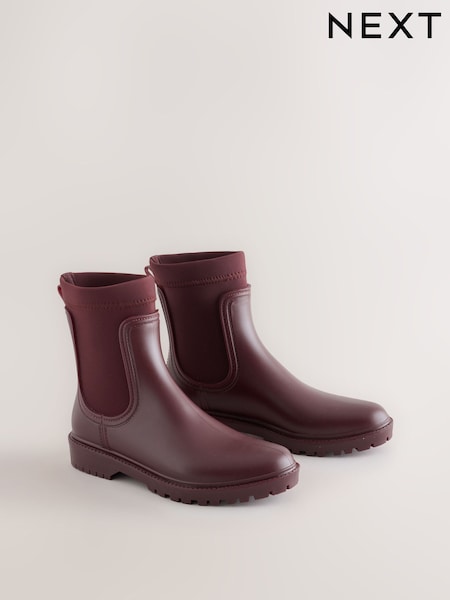 Burgundy Red - Cleated Sole Midi Wellies