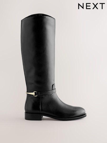 أسود - Standard Foot With Wide Calf Forever Comfort®? Knee High Leather Boots