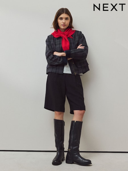 Svart - Forever Comfort® Snaffle Rider Knee High Leather Boots
