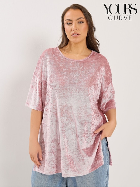 Yours Curve Pink Velour Drop Sleeve Top (V72392) | $67