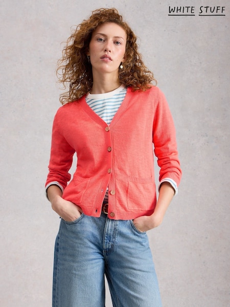 White Stuff Red Nova Linen Blend Cardigan (V72719) | 328 SAR