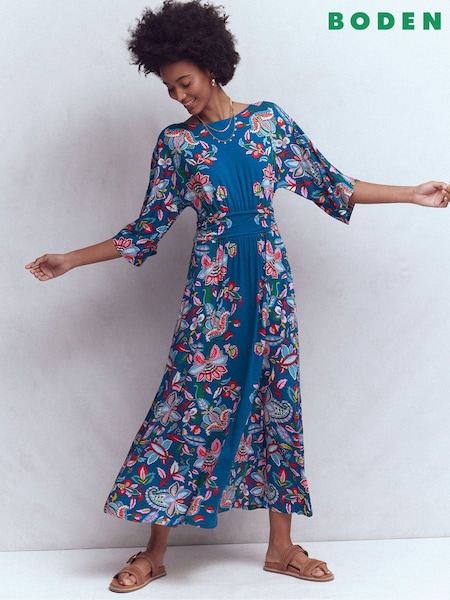 Boden Blue Imelda Kimono Jersey Dress (V73075) | kr2 026