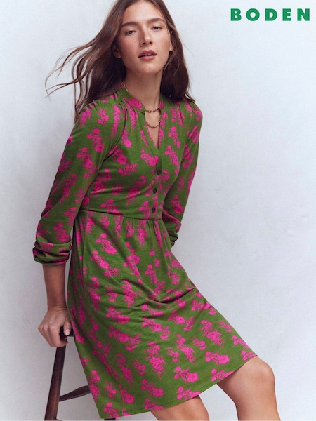 Boden Green Amy Short Jersey Dress (V73078) | 529 SAR