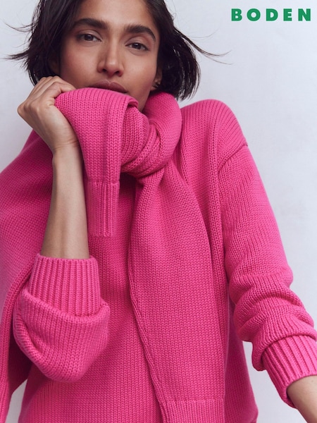 Boden Pink Lucy Oversized Cotton Jumper (V73084) | 569 SAR