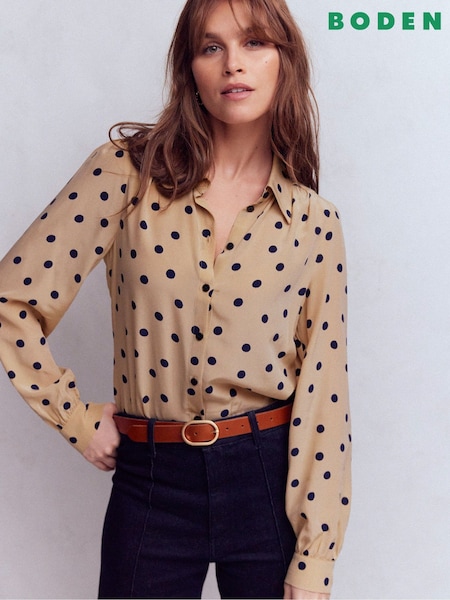 Boden Brown Sara Silk Shirt (V73087) | 930 SAR