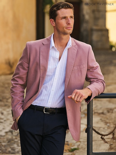 Brook Taverner Pink Washed Cotton Linen Jacket (V73316) | ₪649