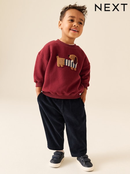 Dark Red - Crew Neck Joggers Set (3mths-7yrs)