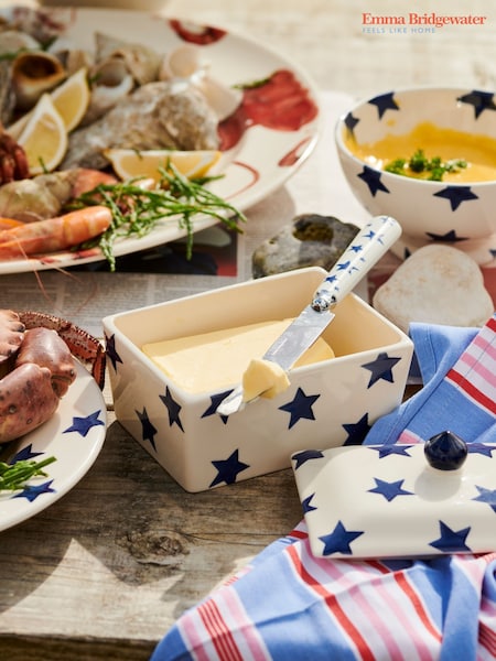 Emma Bridgewater Small Blue Star Butter Dish