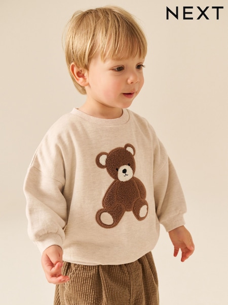 Ecru Bear - Printed Crew Neck Sweat Top (3mths-7yrs)