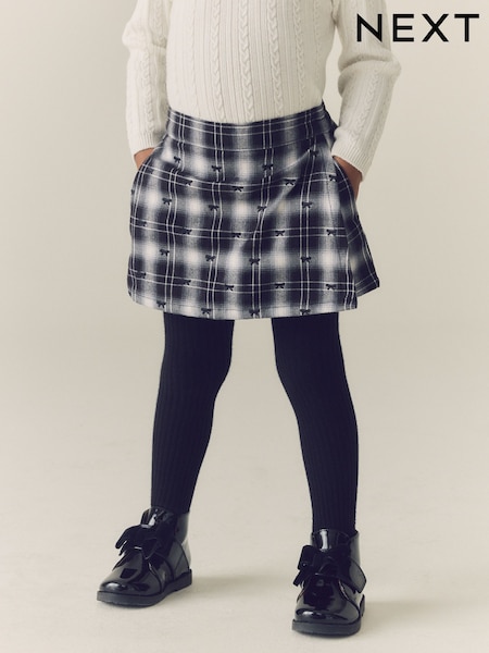 Black/ White Embroidered Bow - Wrap Skort (3mths-7yrs)