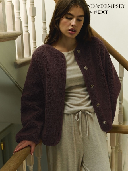Chocolate Brown - Daily By Desmond & Dempsey Chocolate Brown Borg Lounge Jacket