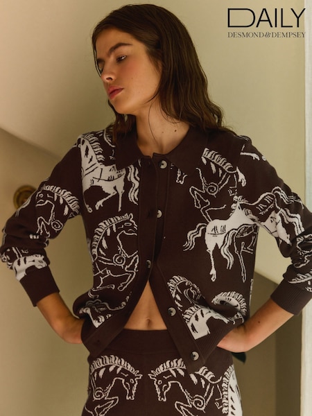 Chocolate Brown - Daily By Desmond & Dempsey Chocolate Brown Caballo Knitted Cardigan