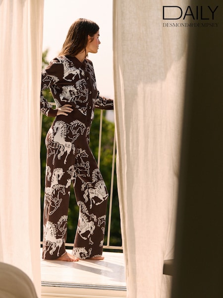 Chocolate Brown - Daily By Desmond & Dempsey Chocolate Brown Caballo Knitted Trousers