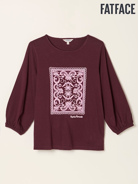Plum Ljubičasto - Fatface Lace Graphic T-shirt