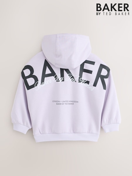 Lilac Purple - Baker By Ted Baker Oversized Graphic Hoodie