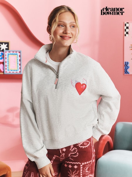 Grey - Eleanor Bowmer Good Vibes Quarter Zip Sweat Top
