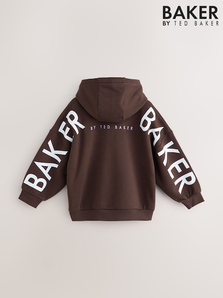 Brun - Baker by Ted Baker Oversized Graphic Huvtröja