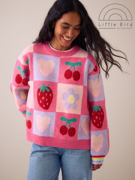 Pink Fruit Checkerboard - Little Bird By Jools Oliver Jumper