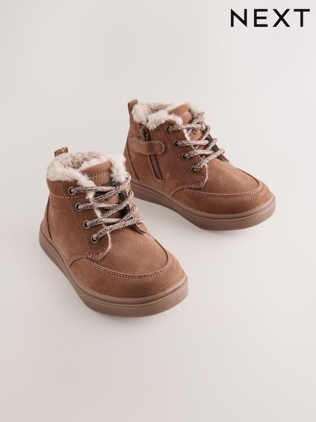 Tan Brown - Warm Lined Lace Up Boots
