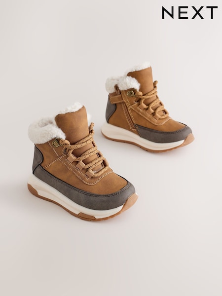 Tan Brown - Lace Up Walker Boots