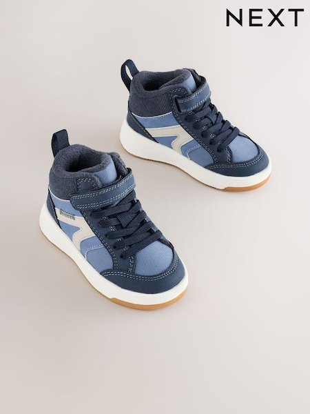 Navy - Touch Fastening Elastic Lace Hi-top Trainers