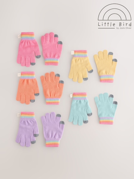 Multi - Little Bird By Jools Oliver Pastel Rainbow Gloves 5 Pack