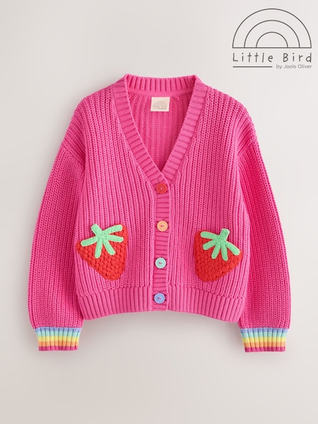 Pink Raspberry - Little Bird By Jools Oliver Crochet Pocket Cardigan
