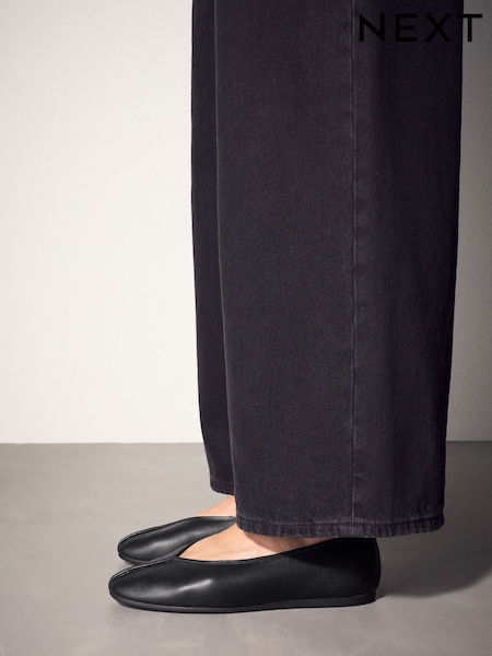 Black - Forever Comfort® Leather Comfort Ballet Shoes