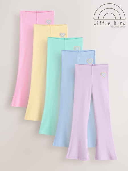 Pastel Rainbow - Little Bird By Jools Oliver Ribbed Jersey Kickflare Leggings 5 Pack