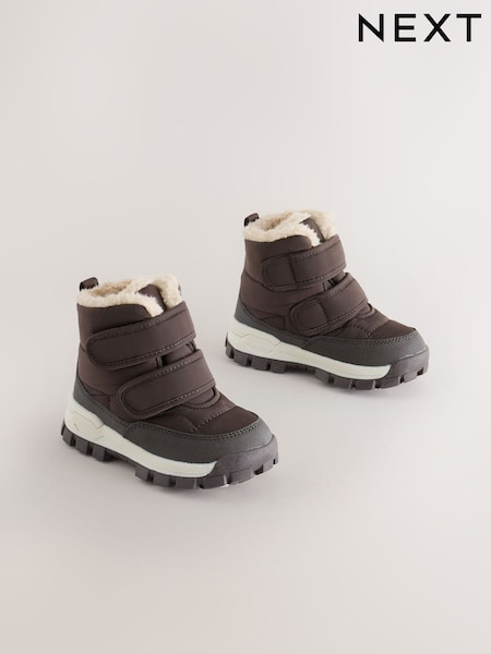 Maro Ciocolată - Warm Lined Touch Fastening Walking Boots