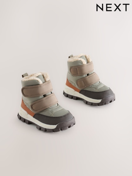 灰色 - Warm Lined Touch Fastening Walking Boots