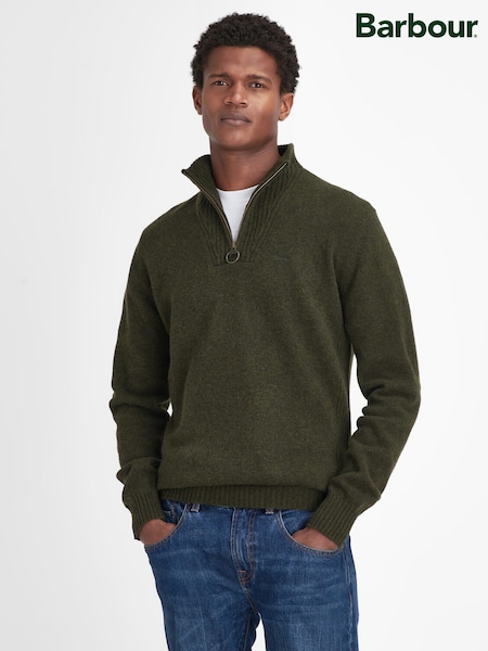 كريم - Regular Barbour® Essential Lambswool Half Zip Jumper