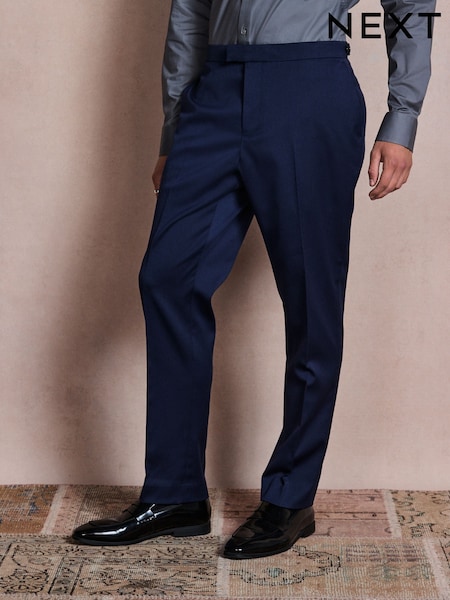 湖藍色 - Regular Slim Fit Tuxedo Suit Trousers