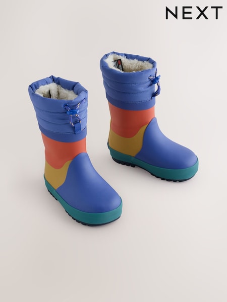 Blue Colourblock - Cuff Wellies