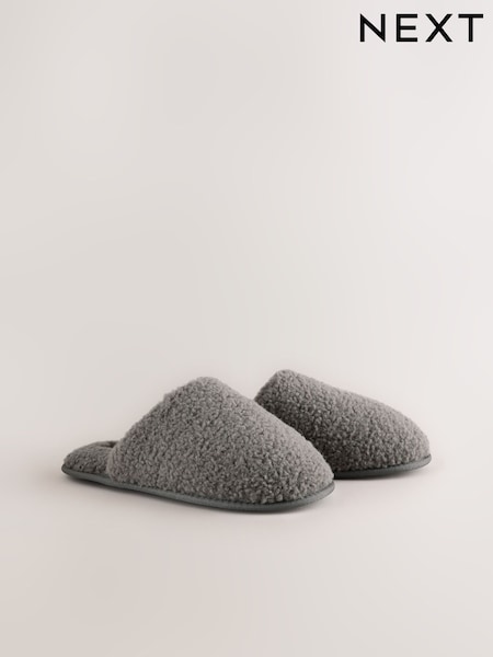 Grey - Regular Borg Mule Slippers