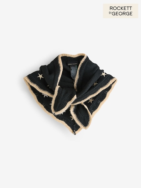 Black/Neutral Star - Rockett St George Triangle Knitted Scarf