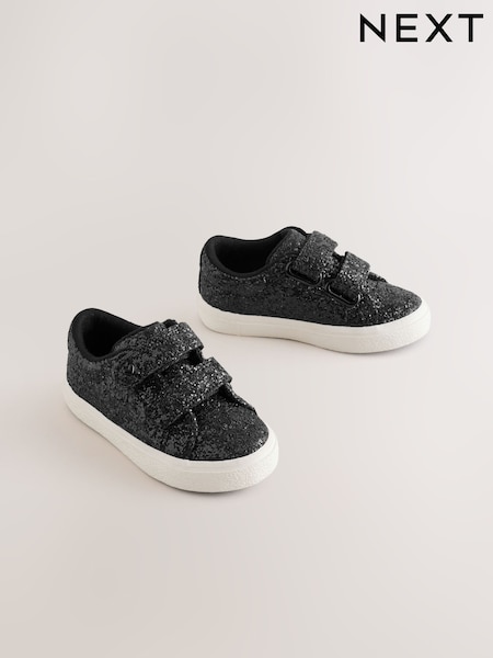 Black Glitter - Chunky Trainers With Touch Fastening