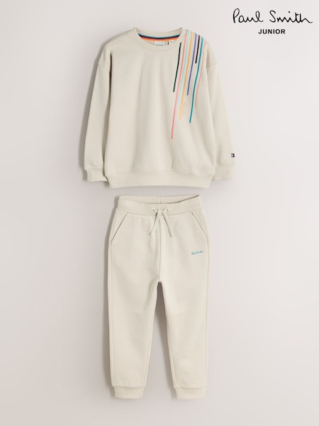 스톤 - Paul Smith Junior 자수 스트라이프 스웨트셔츠와 조거 팬츠 세트