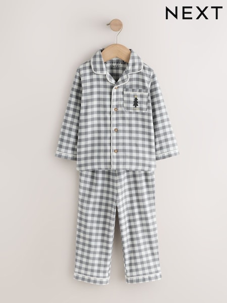 Grey/Ecru Check - Christmas Matching Family Pyjamas (9mths-16yrs)
