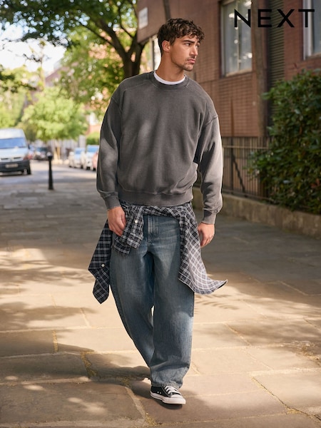 Көк - Baggy Fit Twisted Seam Jeans