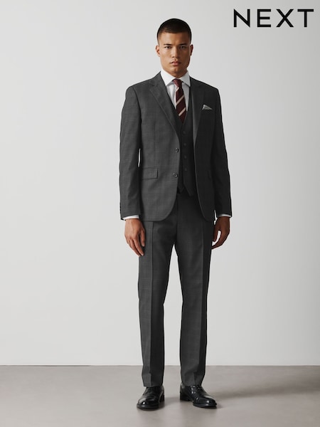 ធ្យូងពណ៌ប្រផេះ - Regular Slim Fit Check Suit Trousers