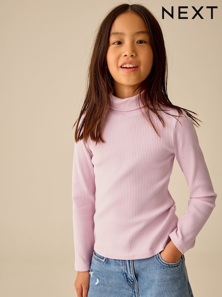 Վարդագույն - Long Sleeve Roll Neck Rib Top (3-16yrs)